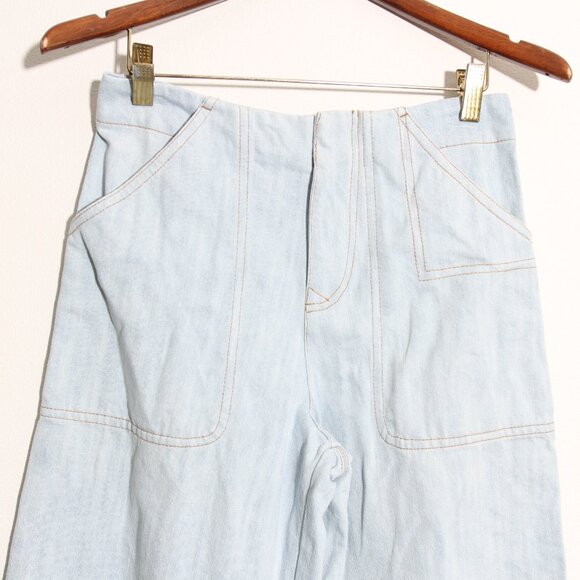 Acne Studios Cropped High-Rise Wide-Leg Jeans Denim Culottes Blue Size 36 US 4 - Picture 3 of 10